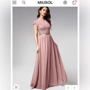 MIUSOL Dusty Pink Lace Bodice Maxi Dress